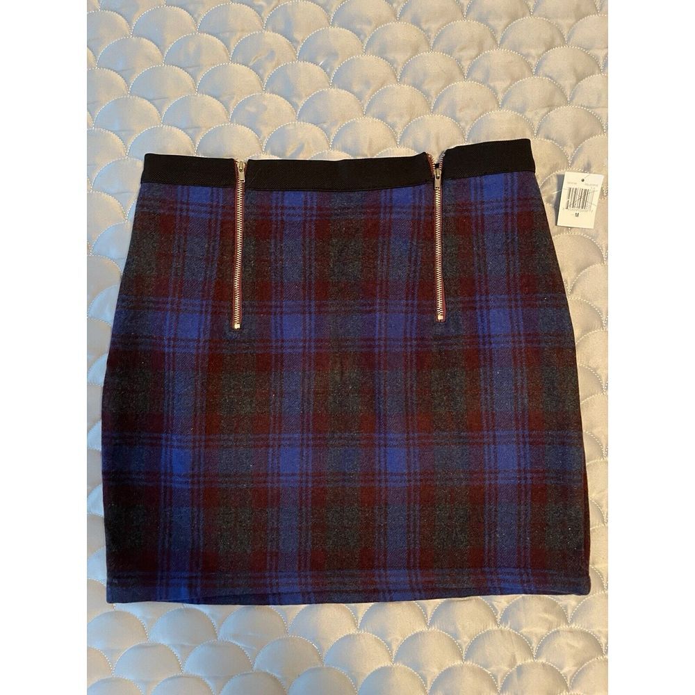 DOUBLE ZERO Size M Plaid Wool Blend Mini Skirt NEW WITH TAGS